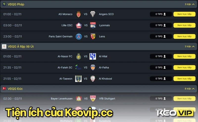 Tiện ích mà trang kèo nhà cái Keovip cung cấp cho người dùng